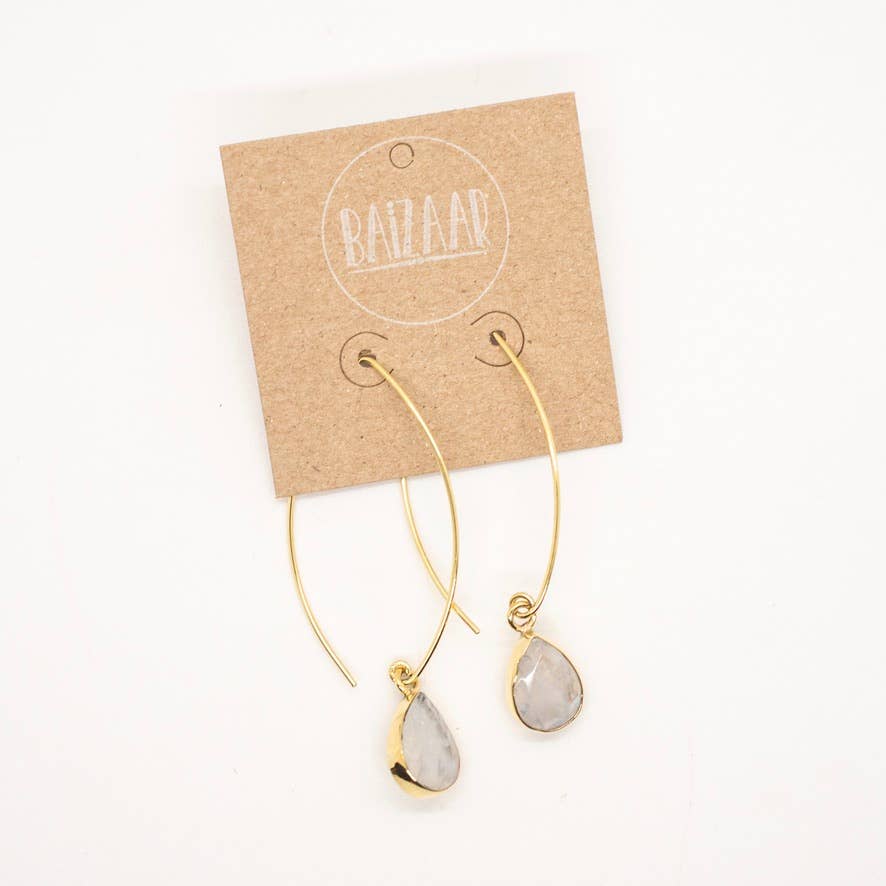 Brass Moonstone Drop Earring