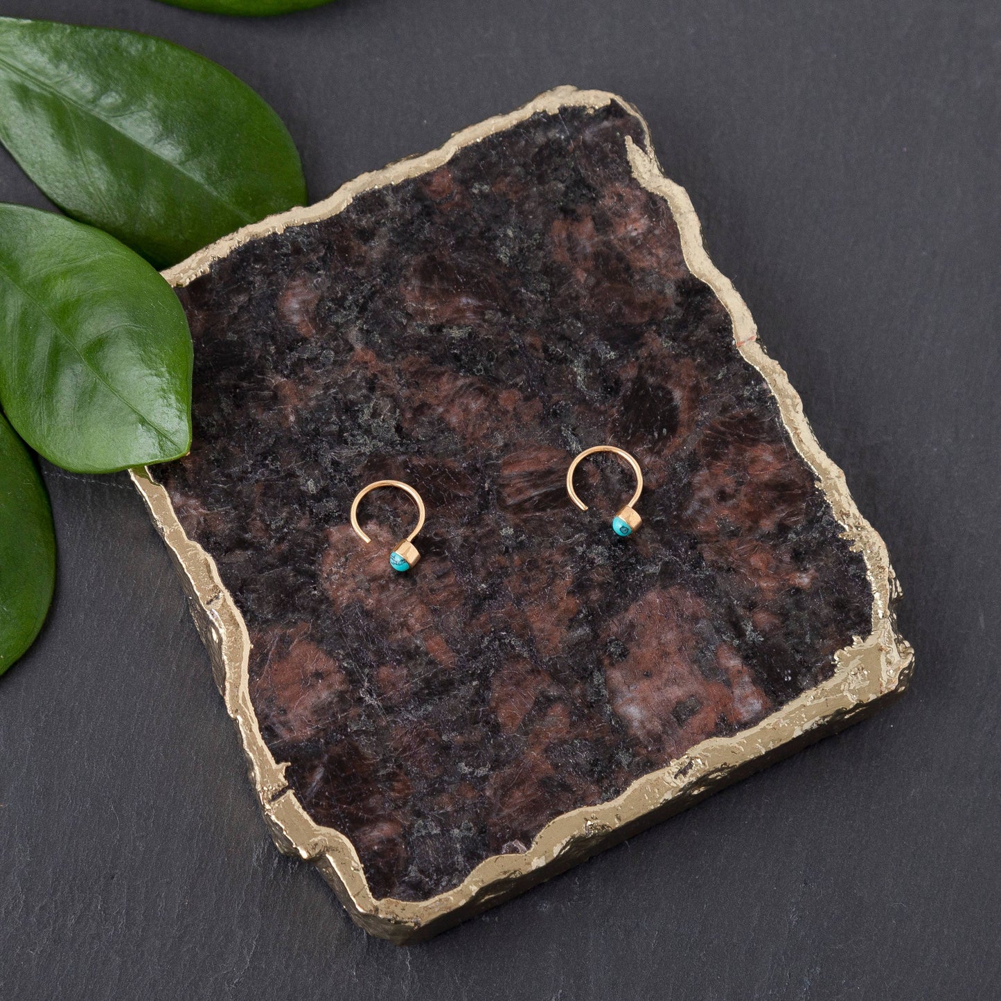 Gold Plated Stone Huggie Earring
