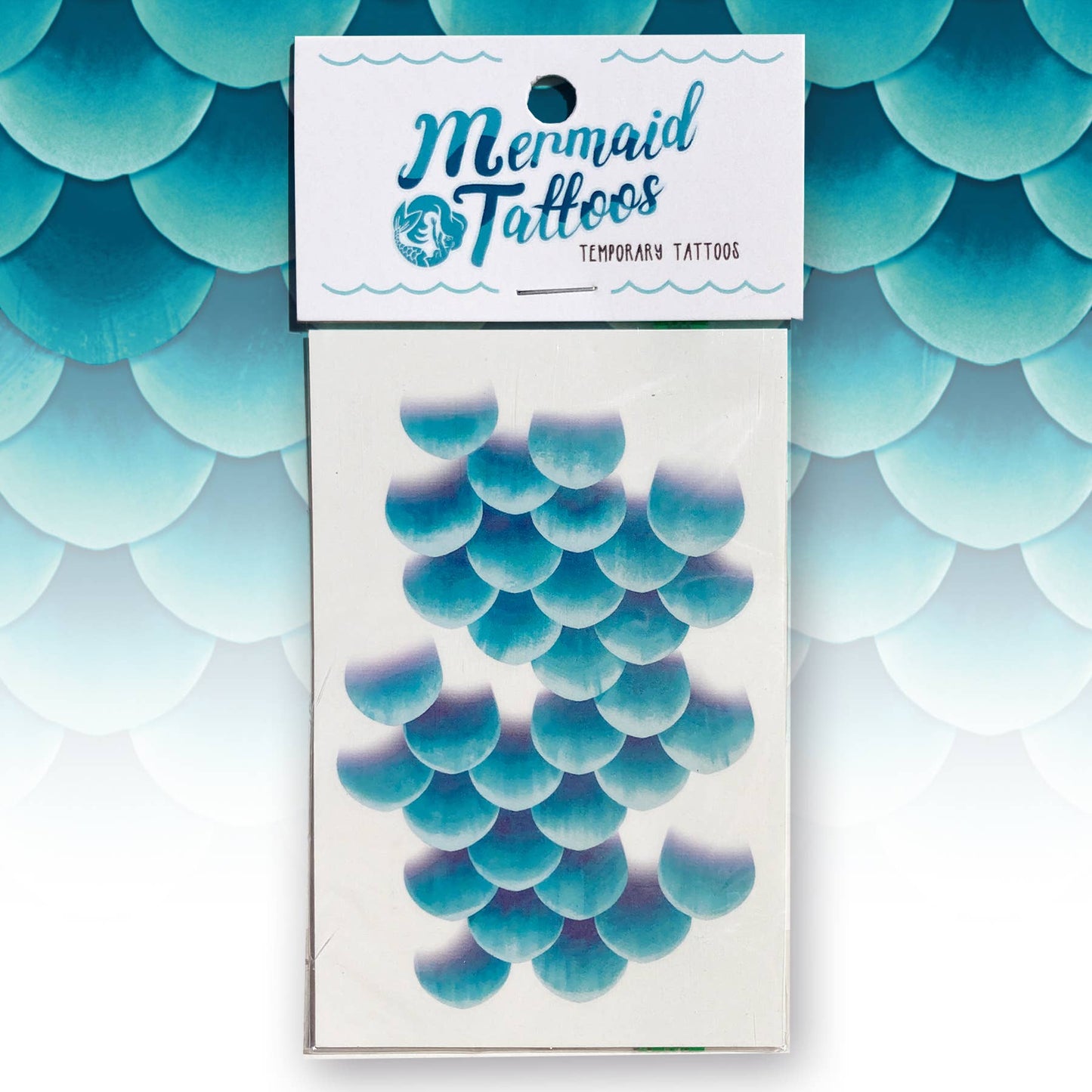 Medium Blue Mermaid Scale Temporary Tattoos