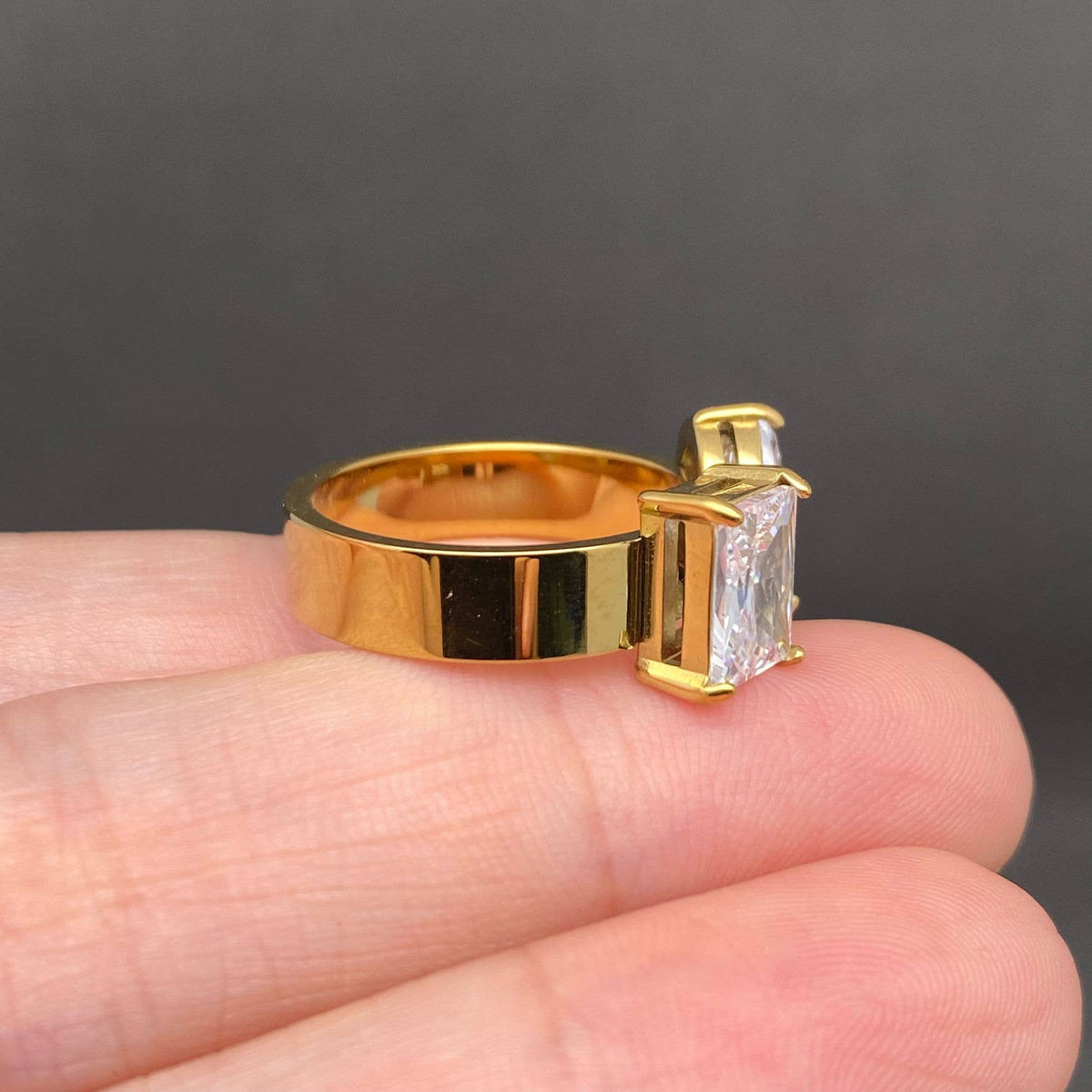 Geometric Zircon 18K Gold Plated Ring
