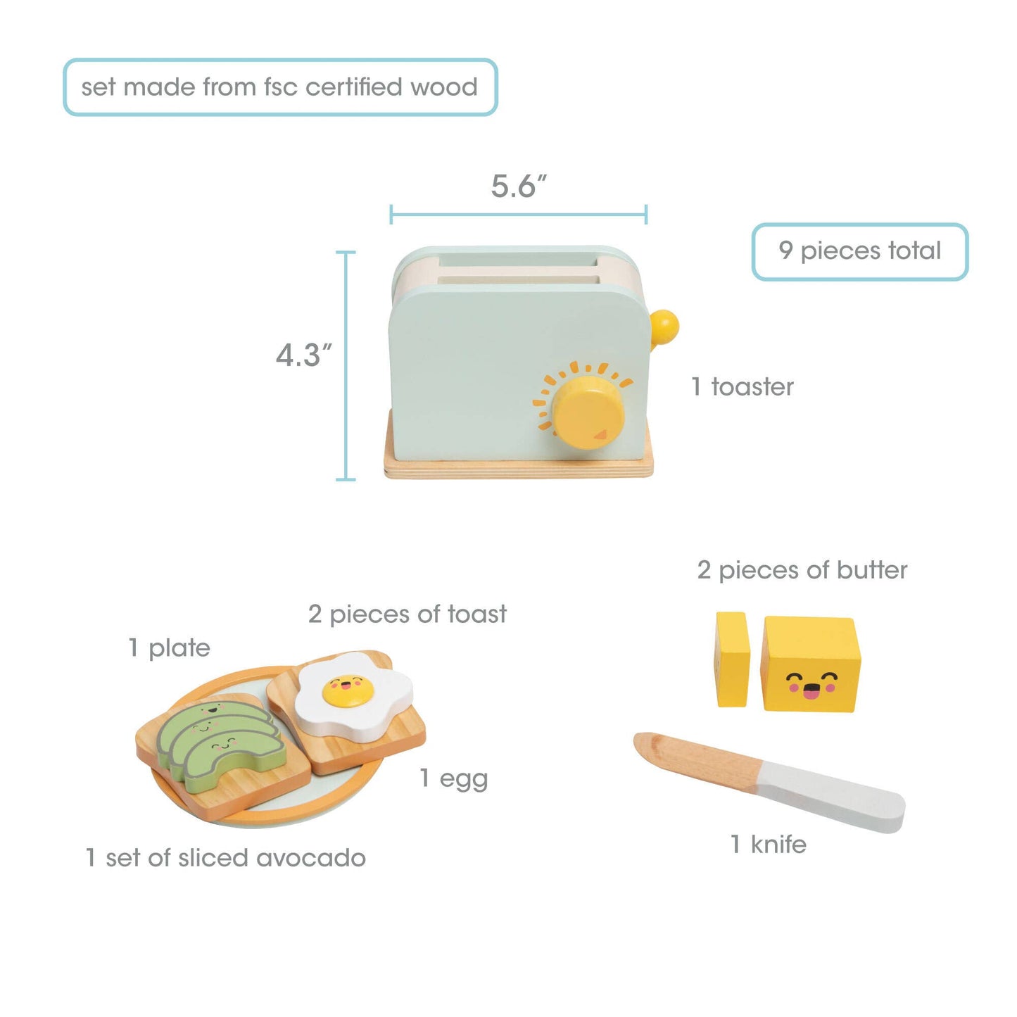 Brunch Time Wooden Toaster Set, Developmental Toy