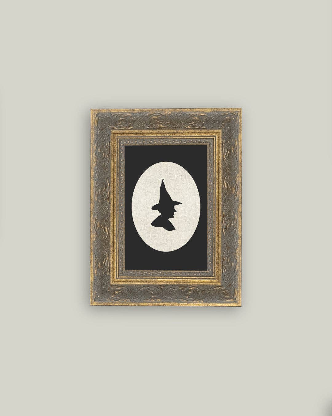 Witch Silhouette Framed Antique Art