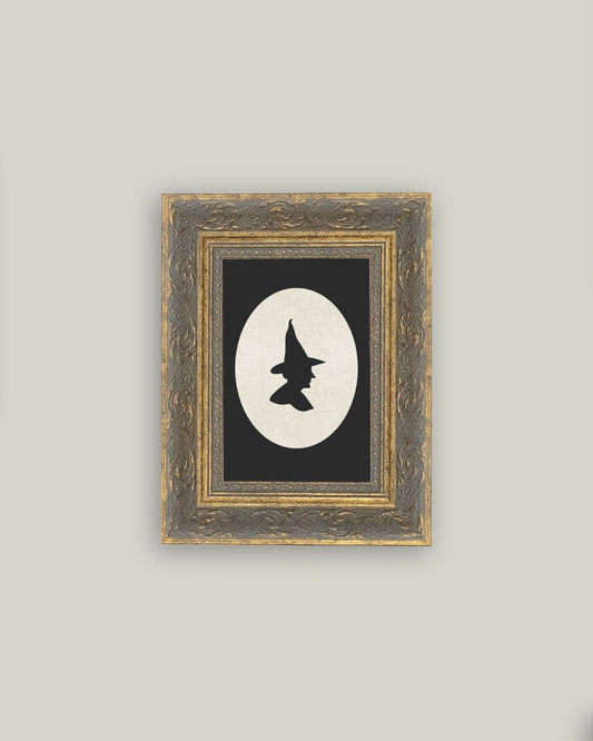Witch Silhouette Framed Antique Art