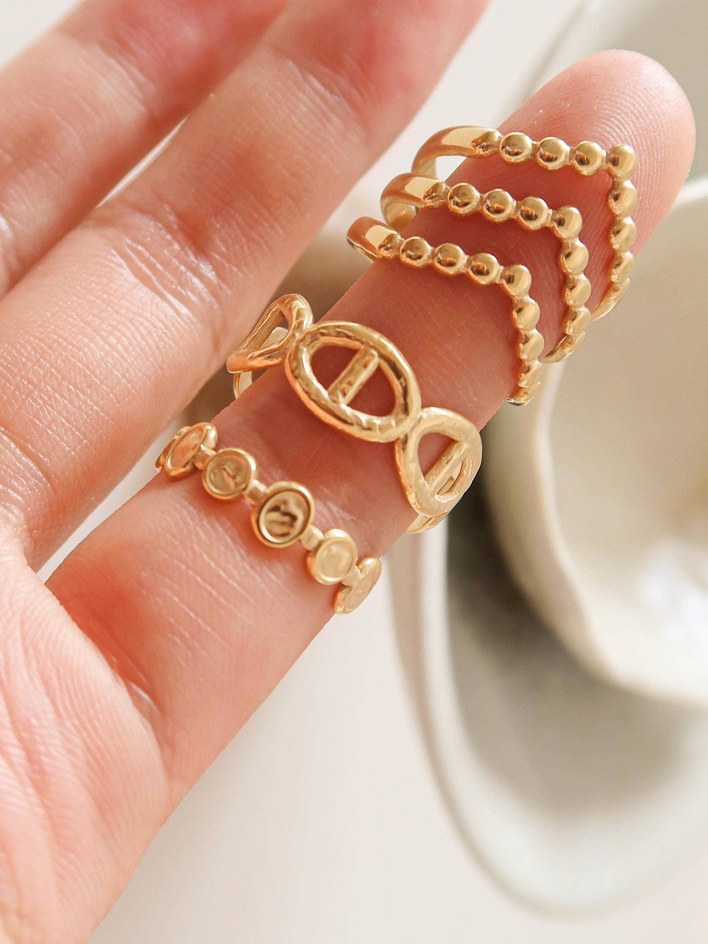 Iliad-Gold Non-Tarnish Stackable Adjustable Ring