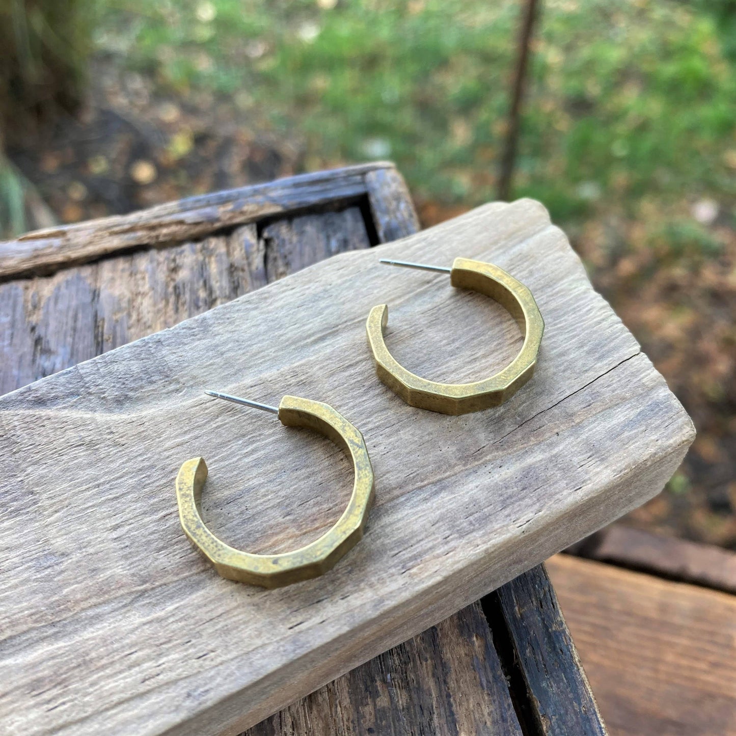 Brass Polygon Hoop Earrings