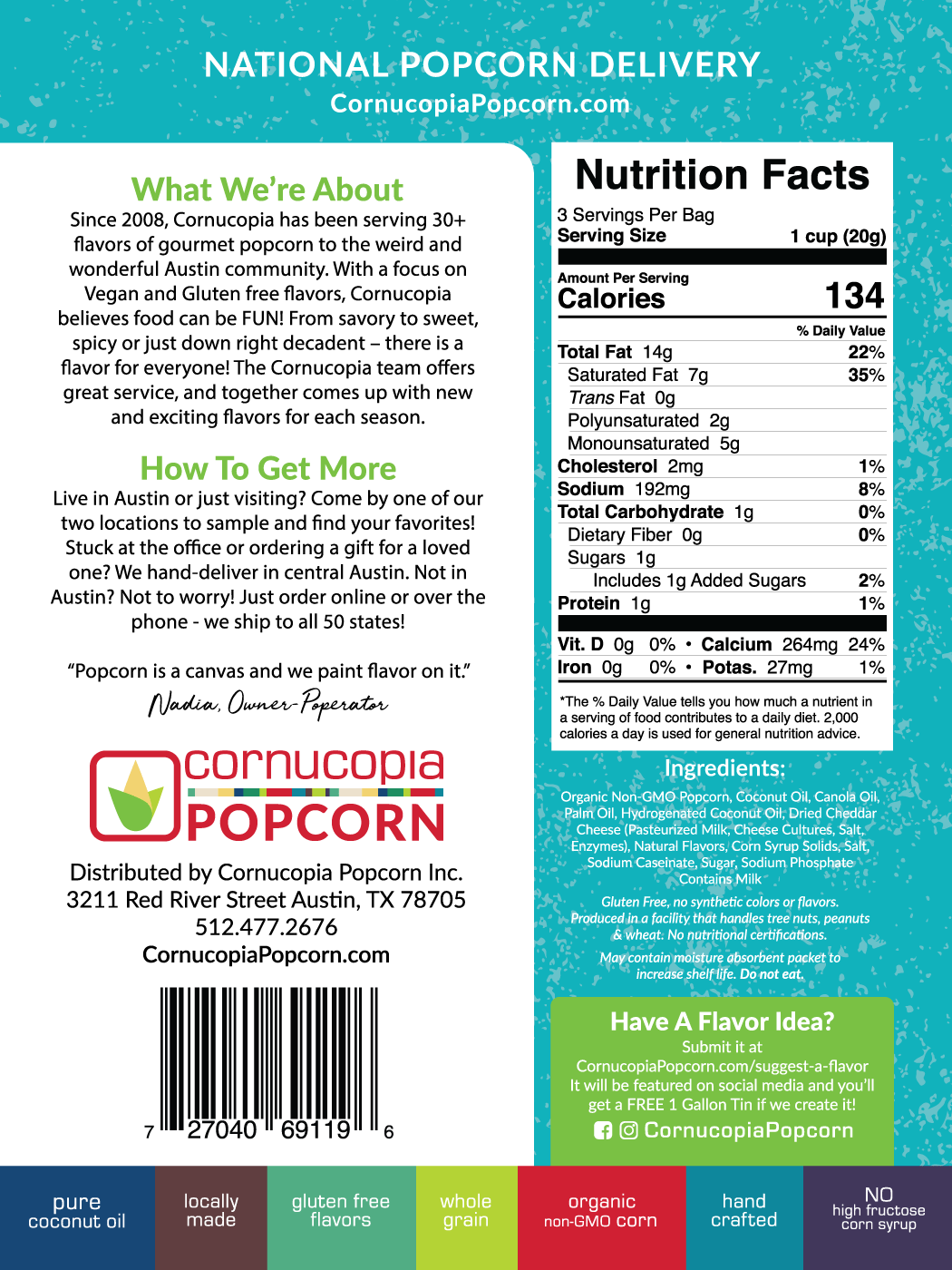 White Cheddar Popcorn (GF)