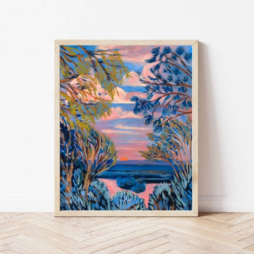 Blue Texas Hill Country Lake Sunset Print