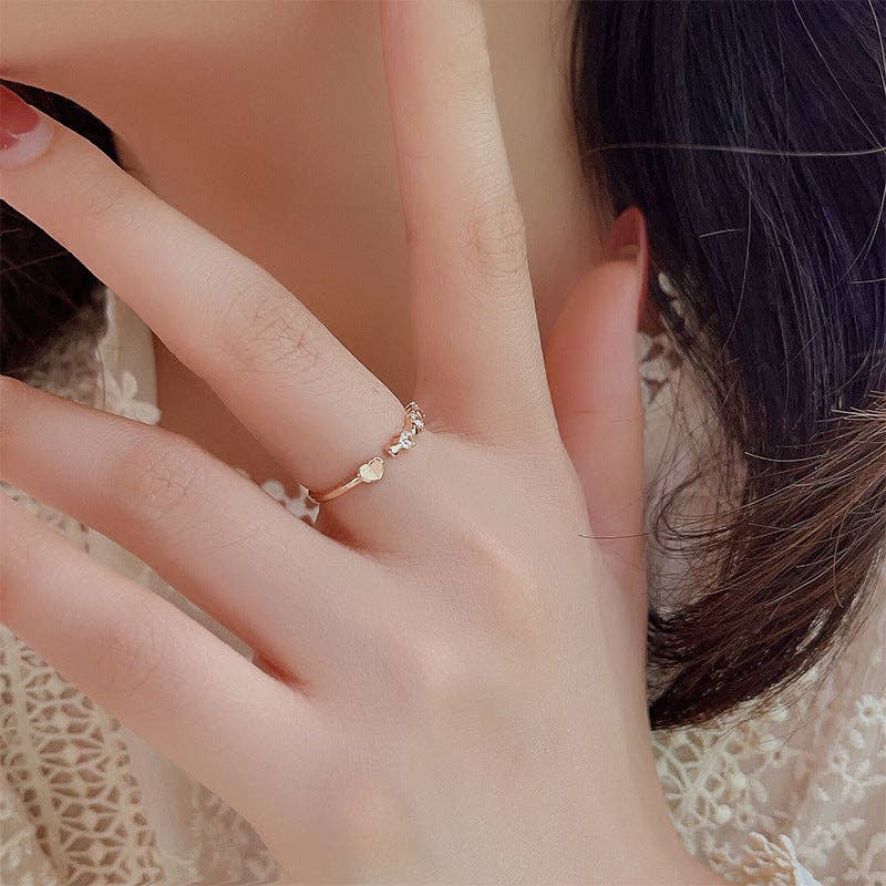 Dainty Open Heart Stacking Ring in 925 Sterling Silver