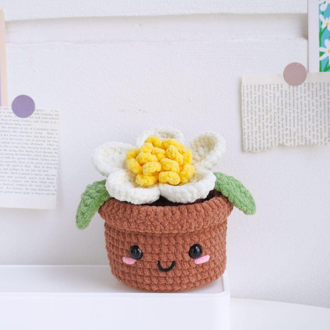 Blossom Harmony Crochet, Pink Lily, Sunflower, Camellia Pot