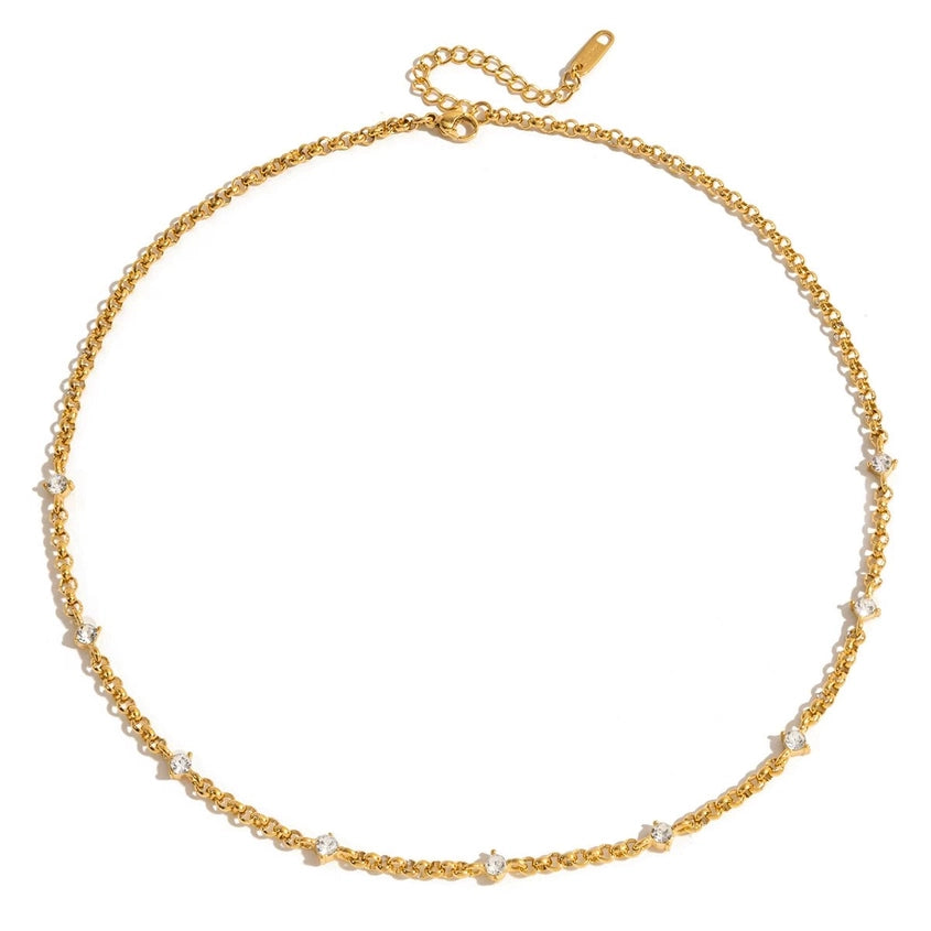 CZ Gold Layered - Dainty CZ Necklace - Water Resistant