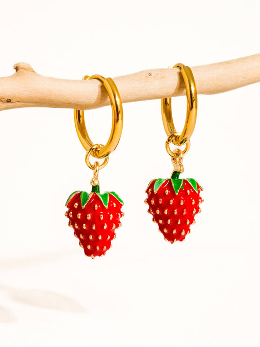 Berry 18K Gold Non-Tarnish Strawberry Earring
