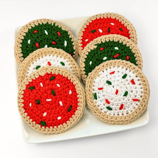 Set Of 3 Christmas Cookie Coasters, Handmade Christmas Decor