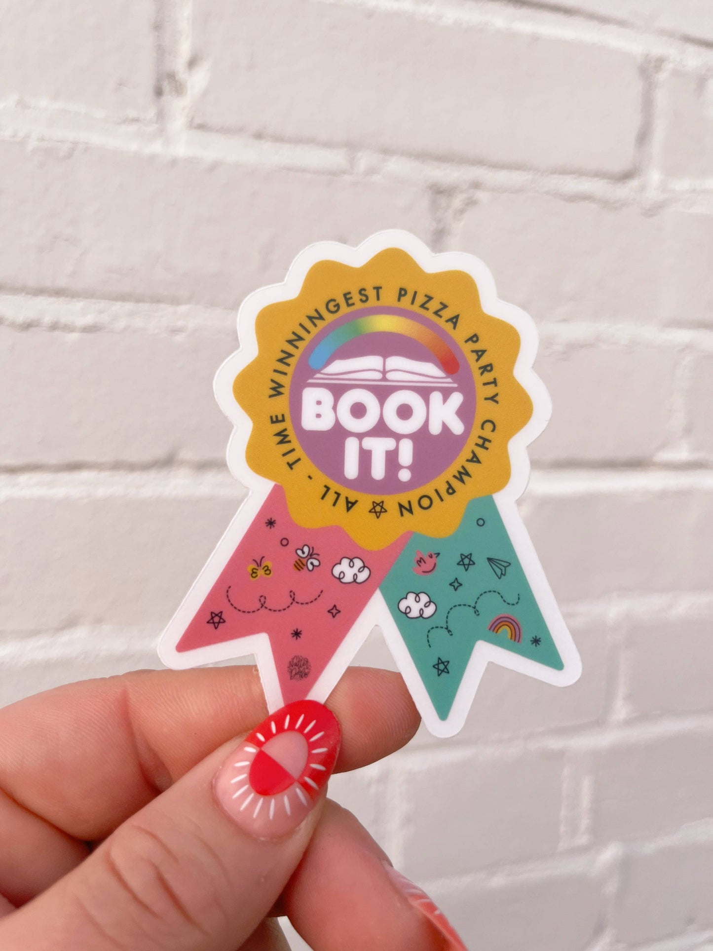 Book It Champion Nostalgia Sticker, Retro Pizza Party Winner