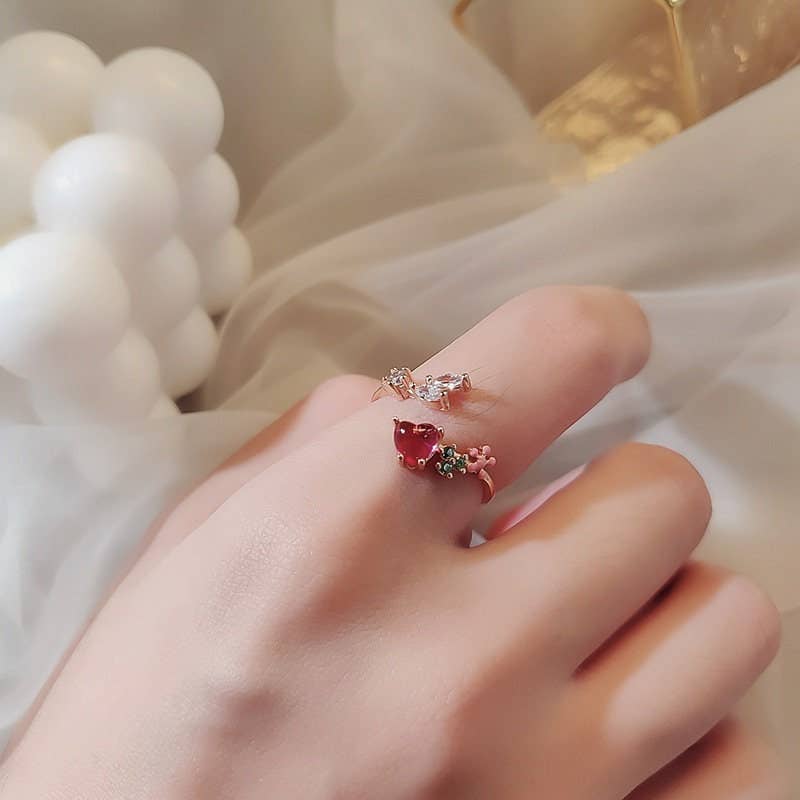 Dainty Cute Heart Flower Stackable Ring in Solid Copper