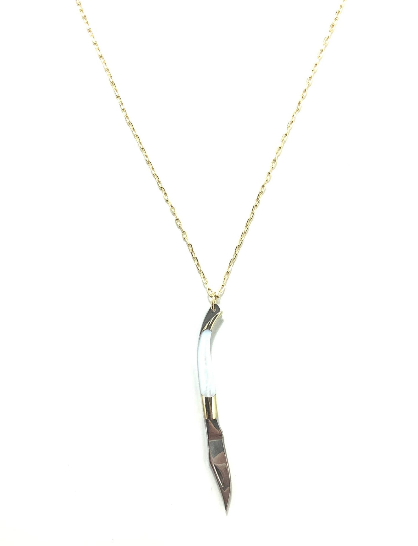 Pearl-Handled Folding Knife Necklace