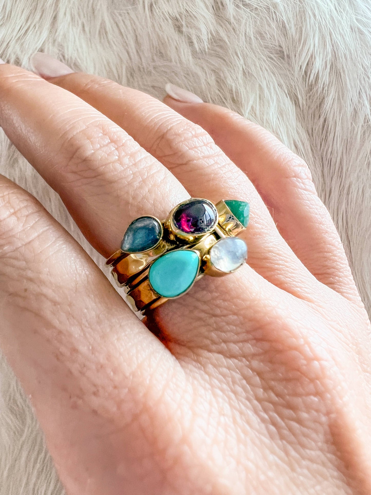 Five Stone Brass Stack Ring