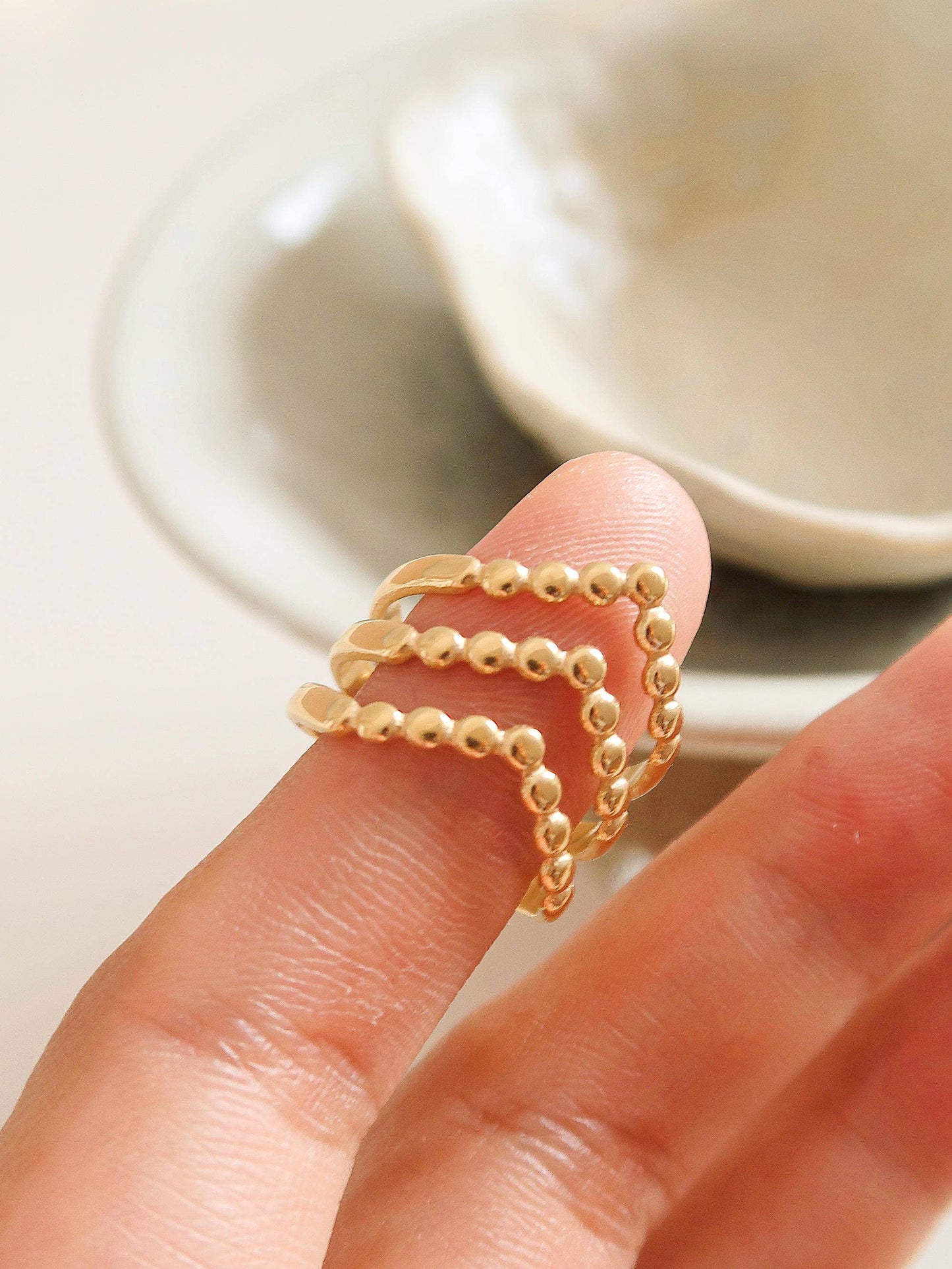 Iliad-Gold Non-Tarnish Stackable Adjustable Ring