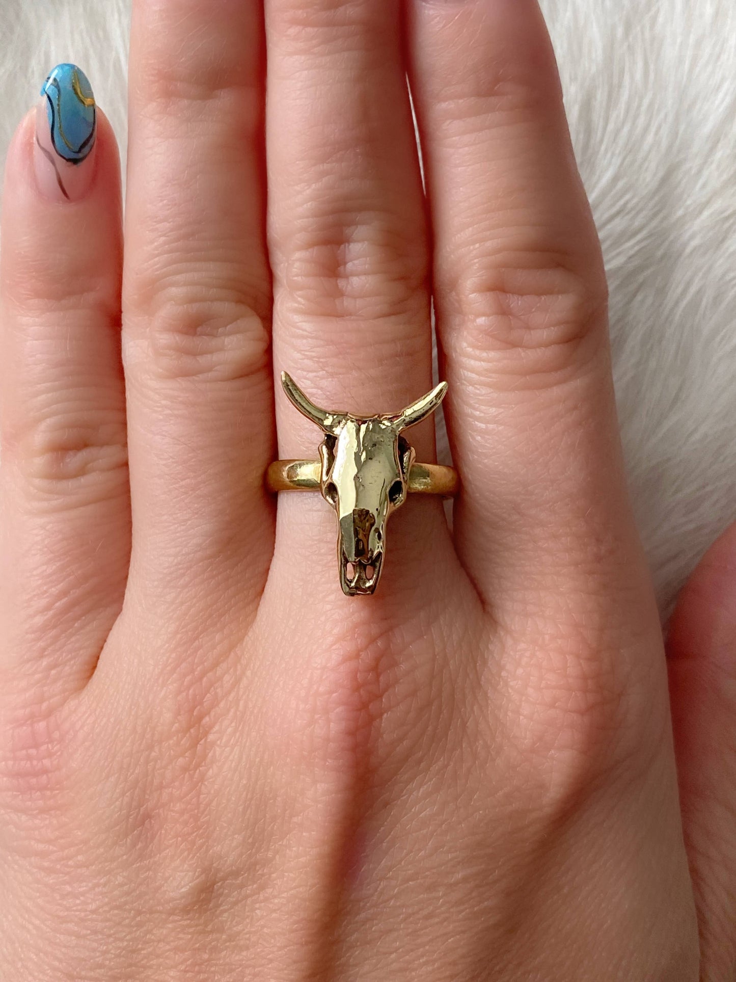 Brass Bull Skull Ring