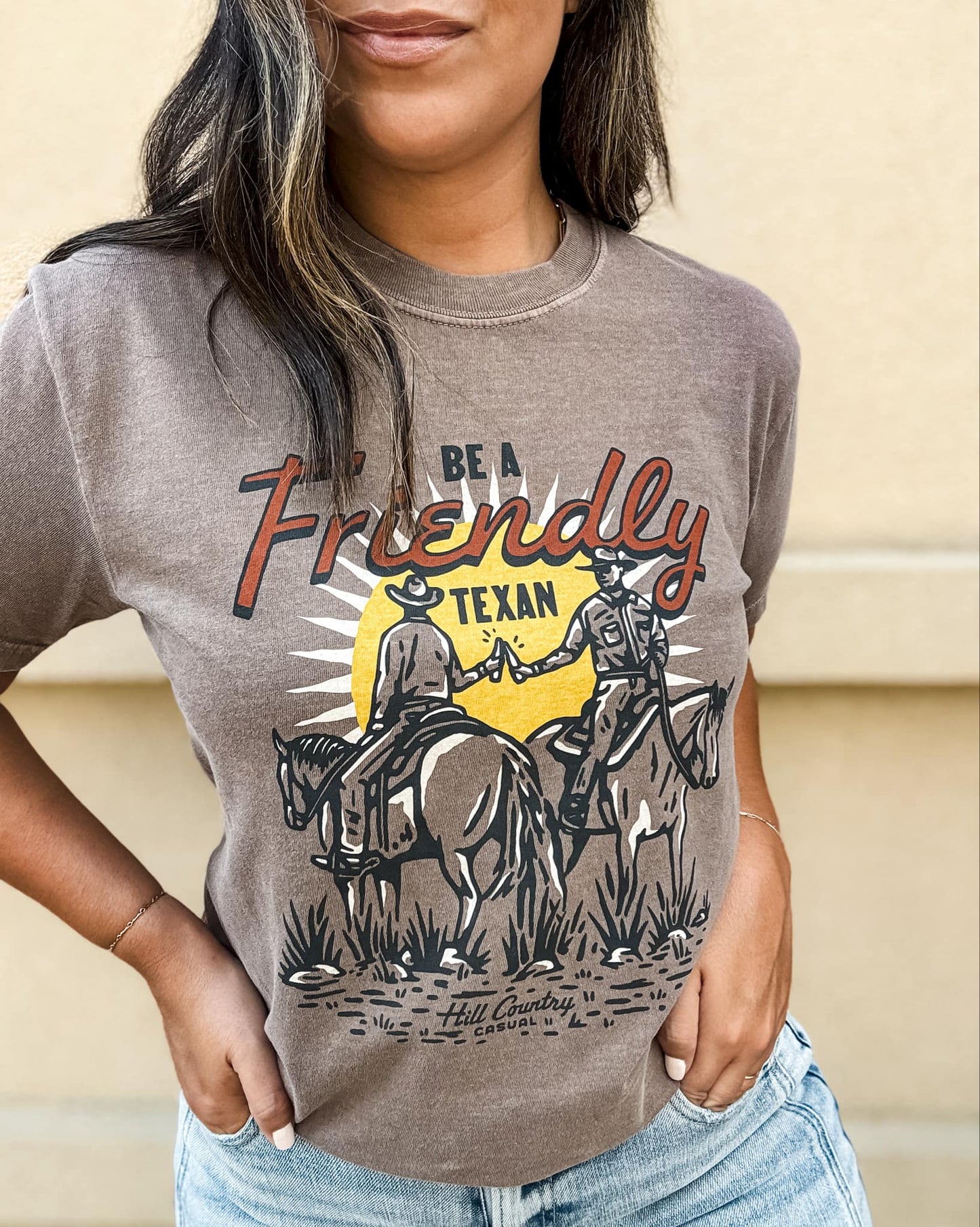 Be a Friendly Texan Espresso Graphic Tee