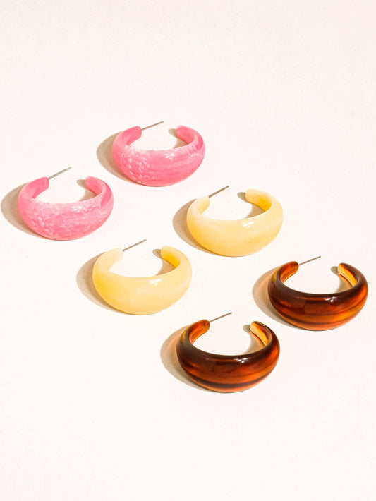 Ines 18K Gold Non-Tarnish Resin Hoop Earrings