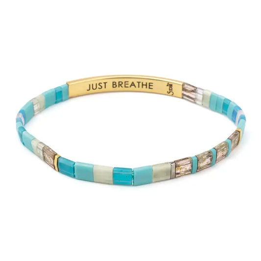 Good Karma Miyuki Bracelet - Just Breathe Tonal Turquoise/Gold