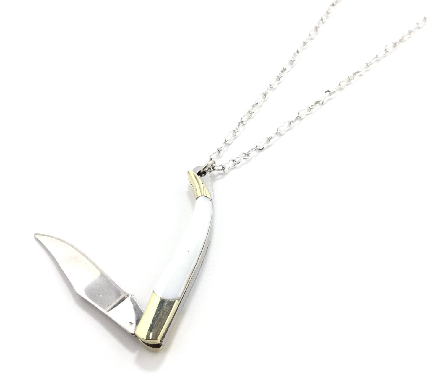 Pearl-Handled Folding Knife Necklace
