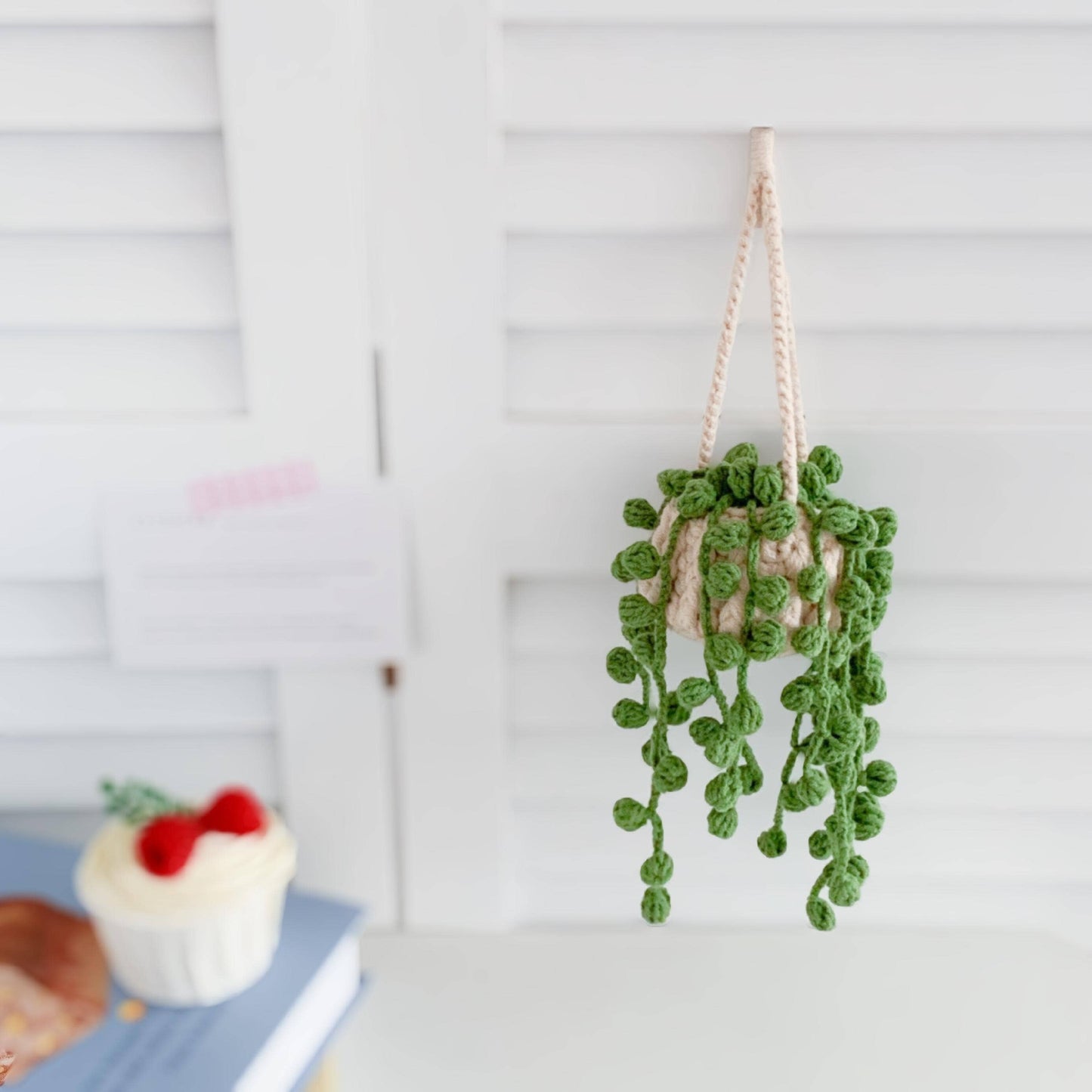 Crochet Car Plant Hanging, Cute Plant Crochet Decoration Car