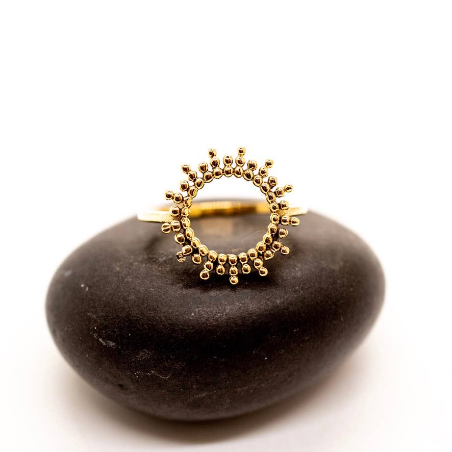 Brass Open Circle Ray Ring