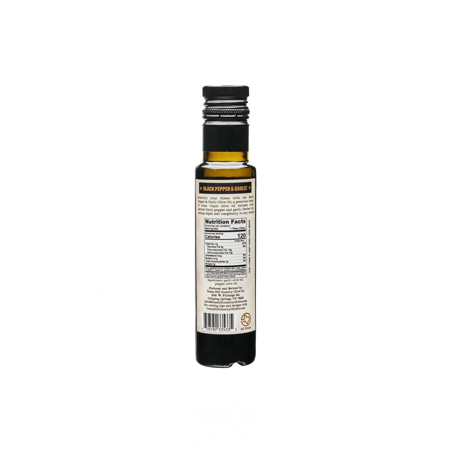 Black Pepper Garlic Infused Olive Oil -100ml