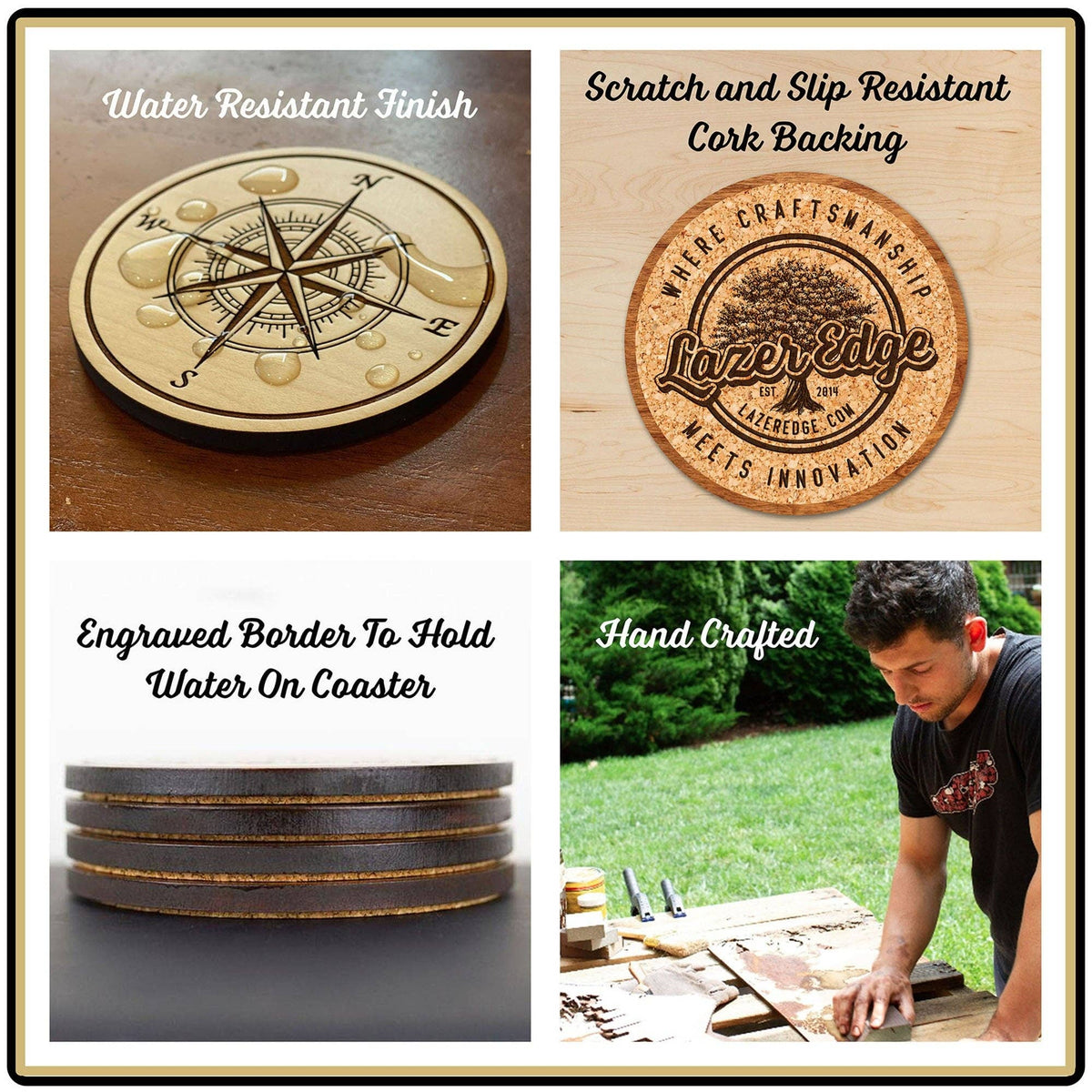 Texas State University Bobcats Coaster – Crafted from Cherry or Maple Wood – Texas State Bobcats