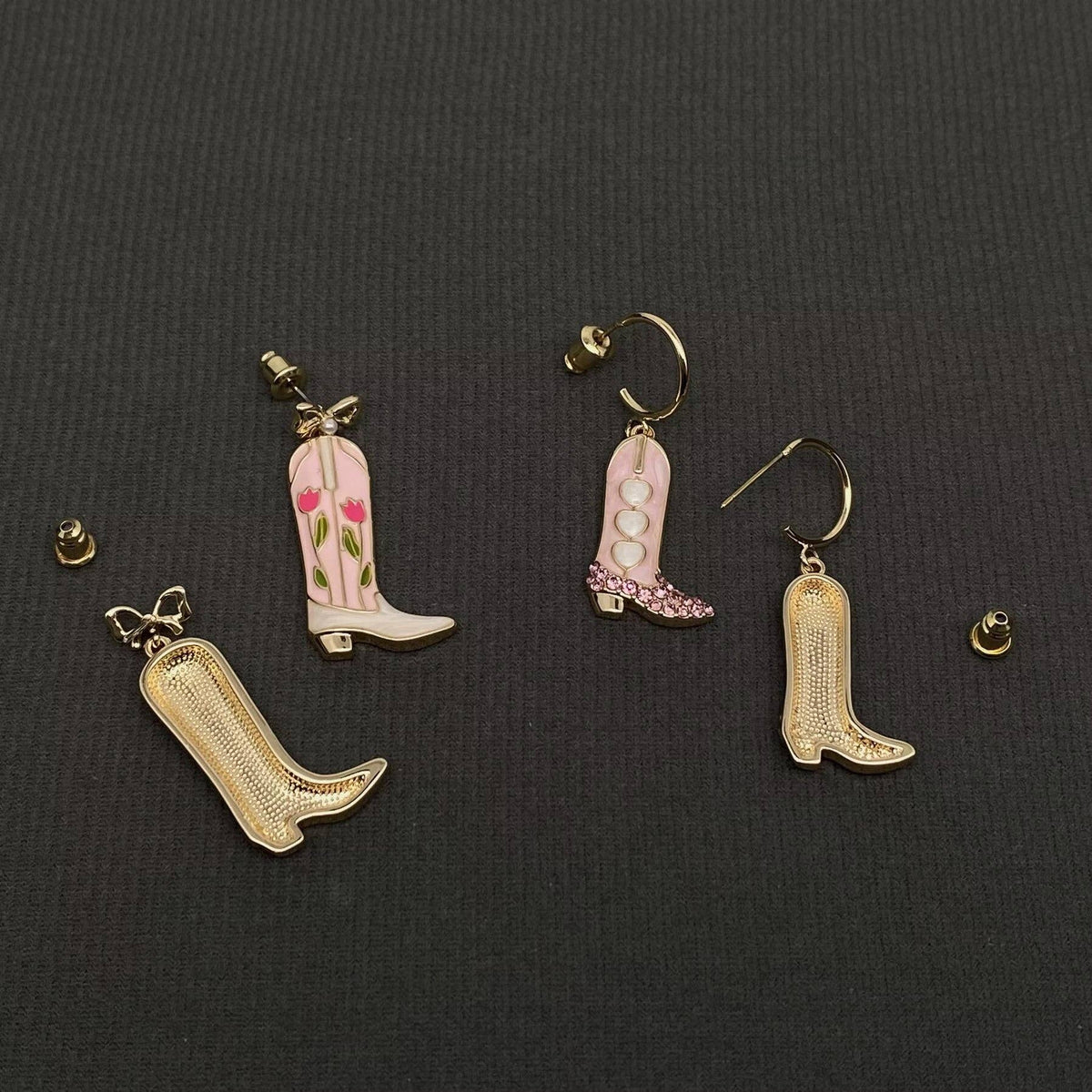 Western Enamel Boot Charm Post Earrings