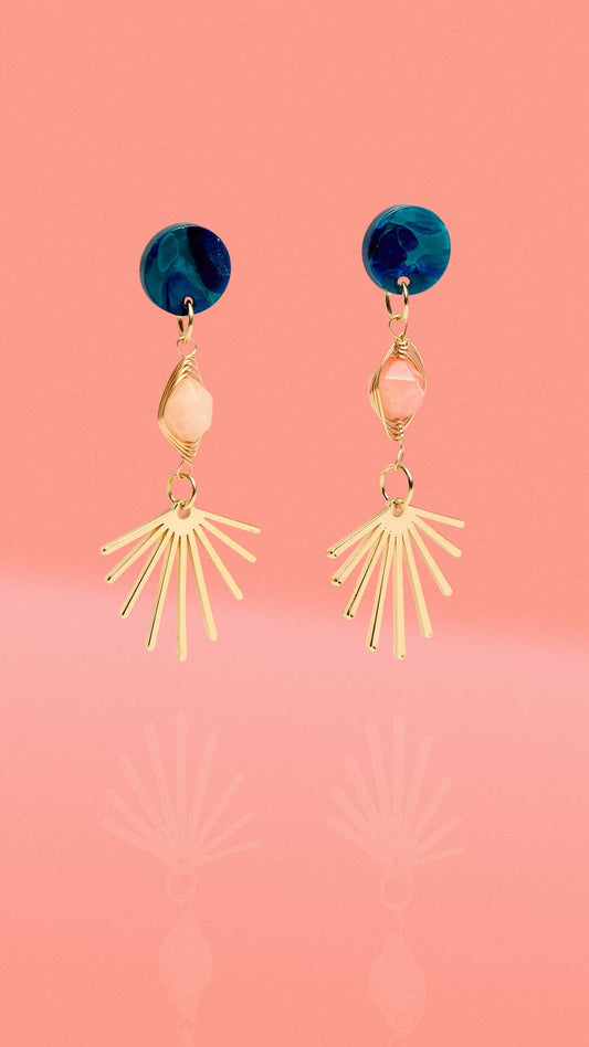 Fall Statement Three Tier Dangle Midnight Blue + Pink