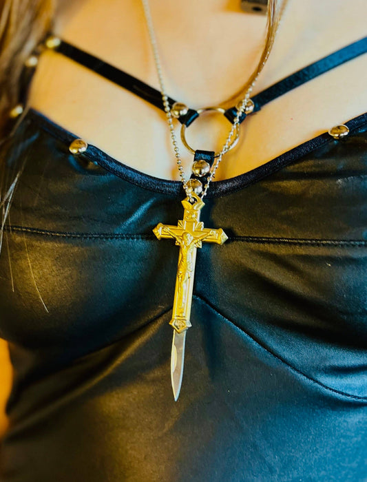 Jesus Religious Cross Switchblade Necklaces