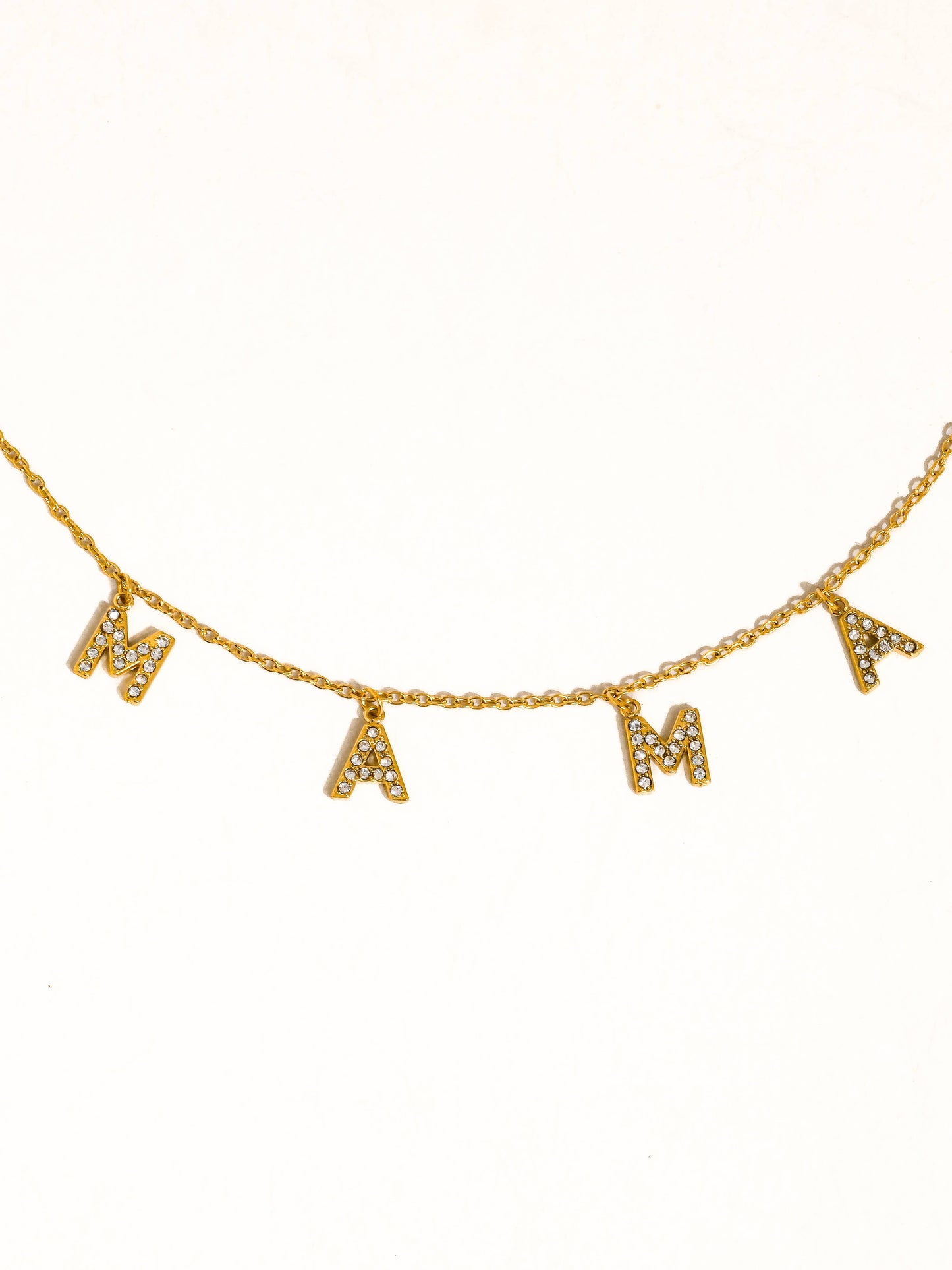 Moana 18K Gold Non-Tarnish CZ Mama Letter Necklace