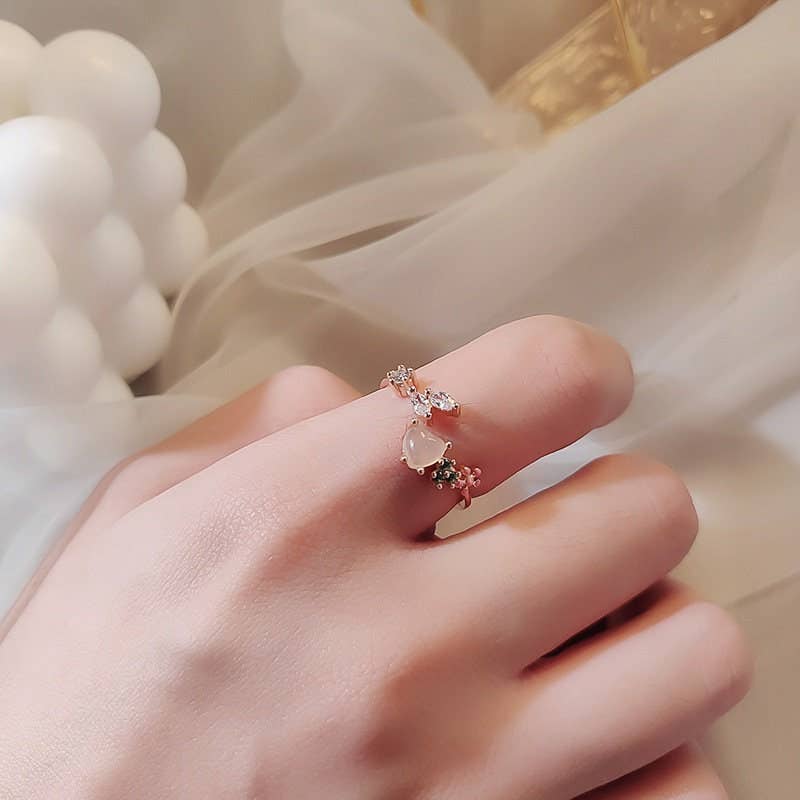 Dainty Cute Heart Flower Stackable Ring in Solid Copper