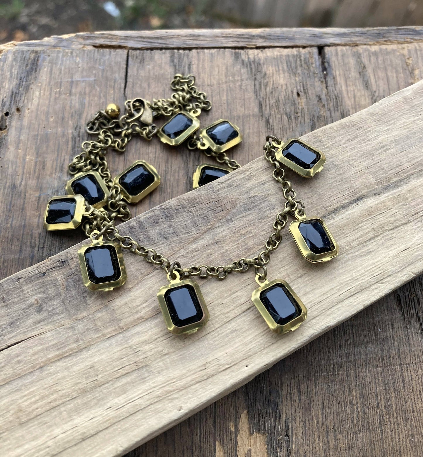 Jet Black Emerald Jewel Choker Necklace