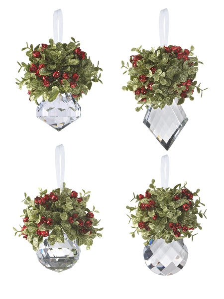 Red Mistletoe Crystal Ornament