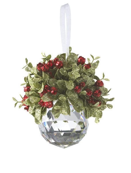 Red Mistletoe Crystal Ornament