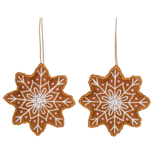 Embroidered Gingerbread Snowflake Ornament