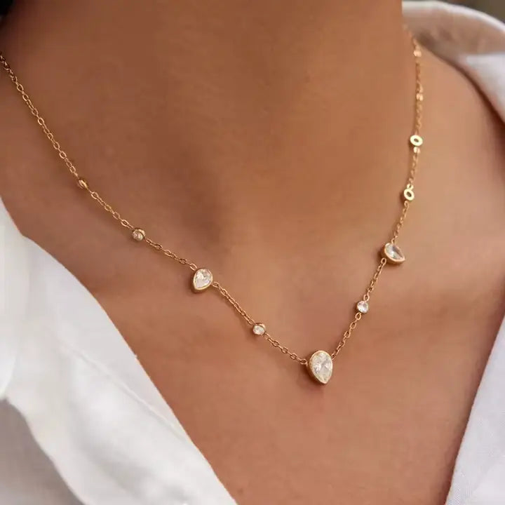 Pear Scattered Necklace - Water Resistant
