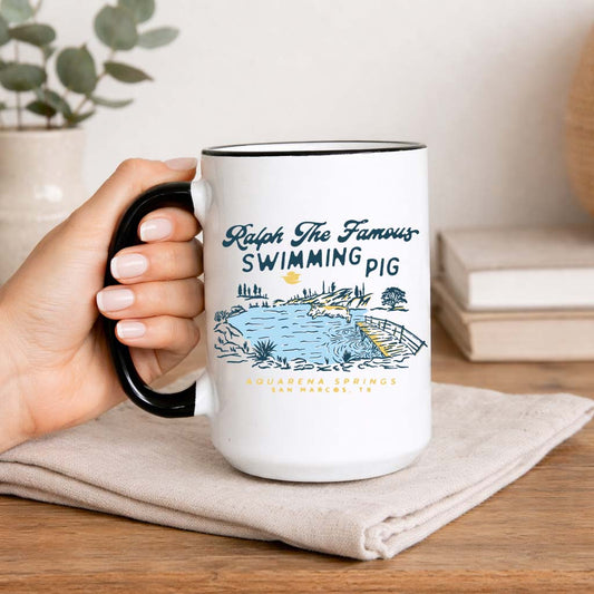 Ralph the Swimming Pig Mug San Marcos Texas Coffee Mug Aquarena Springs Gift Funny Texas Mug Ceramic Coffee Mug