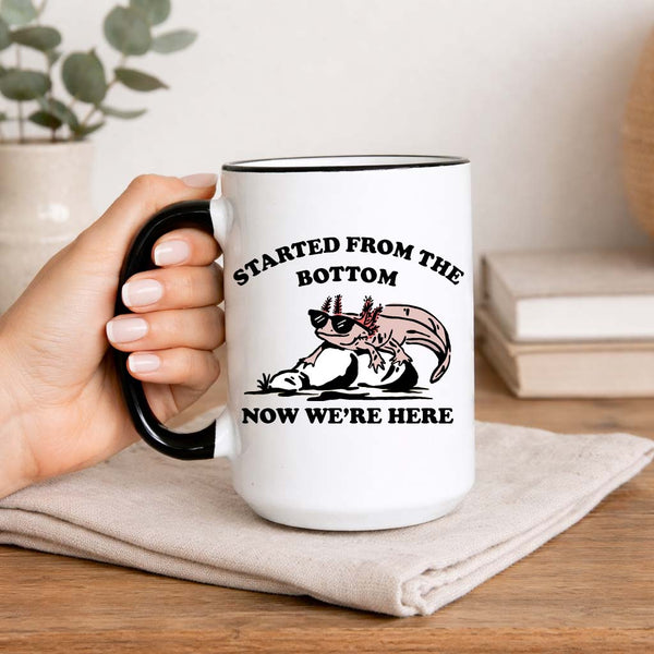 Funny Salamander Mug San Marcos Texas Coffee Mug Started From the Bottom Mug Texas Humor Gift Ceramic Coffee Mug